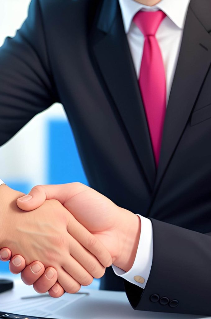Satisfied client shaking hands with divorce lawyer in Wyoming